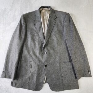 Hart Schaffner Marx Herringbone Tweed Sport Coat Blazer 48L Union Made In USA